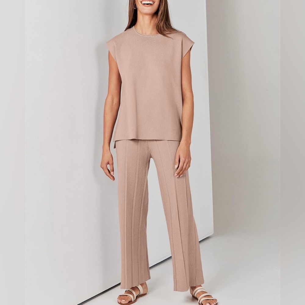2 piece set knit airport travel comfy Shirt and pants combo Loungewear